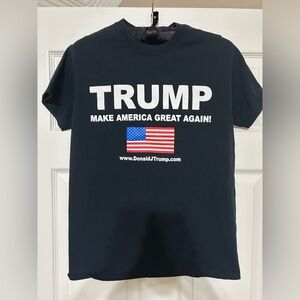 FREE Visor & Trump Black T Shirt Small MAGA America Vintage